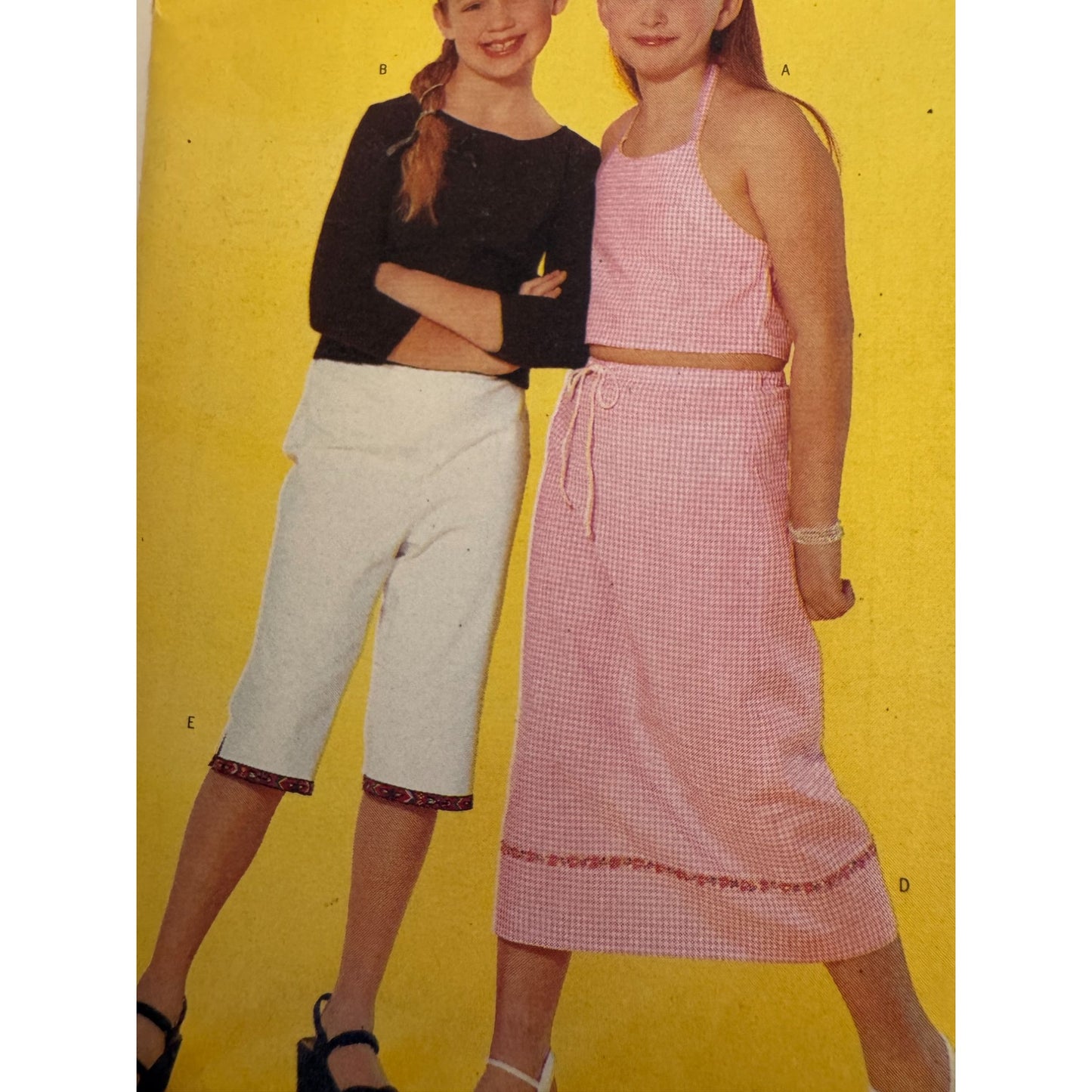 Butterick 6662 Girls Y2K Sewing Pattern Halter Top Skirt Capri Pants Outfit 7-10 Uncut