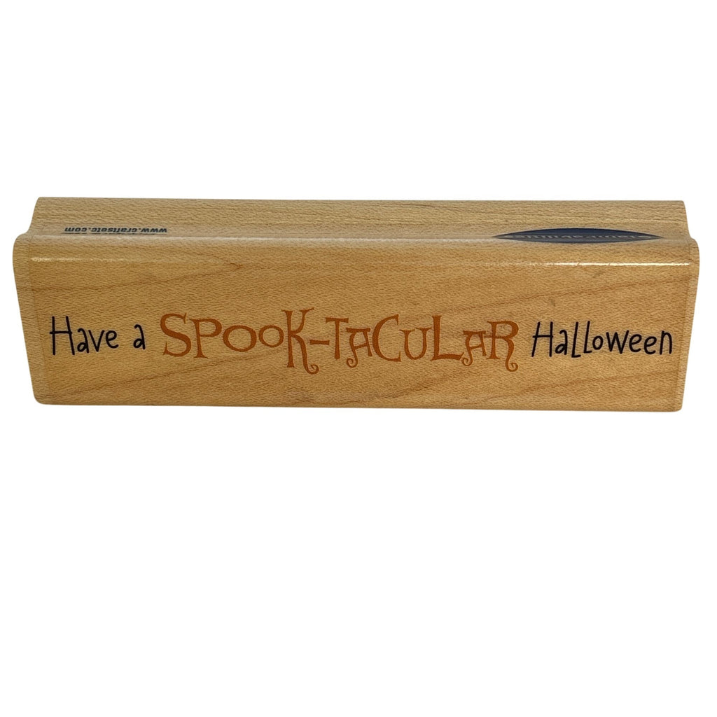 Stampabilities Halloween Rubber Stamp Spook Tacular Sentiment Spooky Card Making Words Wood Mounted