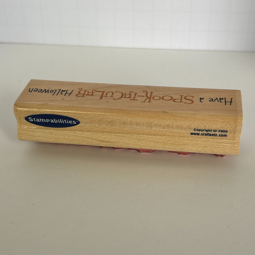 Stampabilities Halloween Rubber Stamp Spook Tacular Sentiment Spooky Card Making Words Wood Mounted