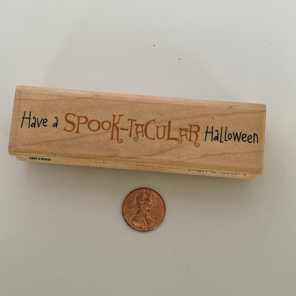 Stampabilities Halloween Rubber Stamp Spook Tacular Sentiment Spooky Card Making Words Wood Mounted