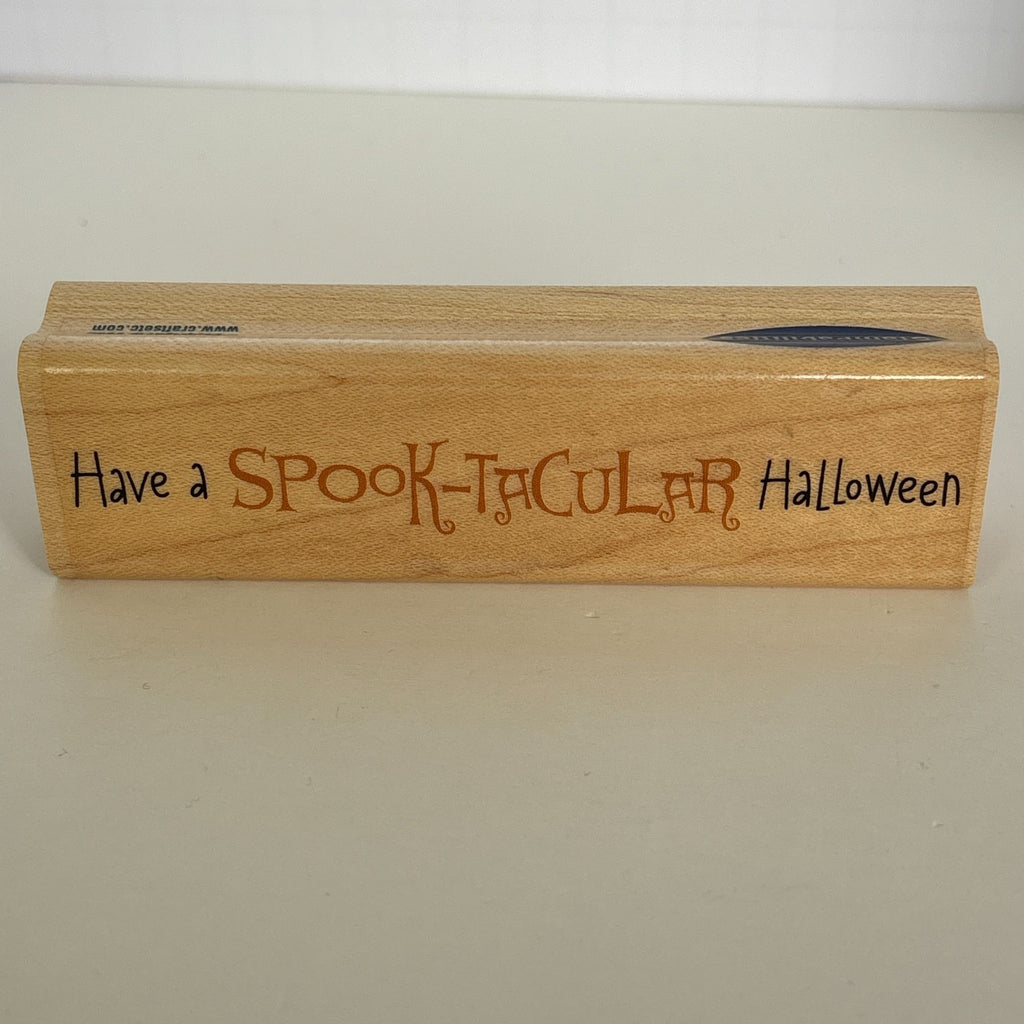 Stampabilities Halloween Rubber Stamp Spook Tacular Sentiment Spooky Card Making Words Wood Mounted
