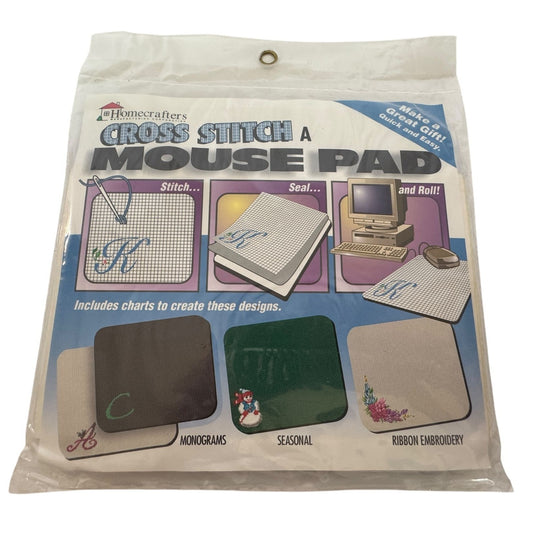Homecrafters Cross Stitch Computer Mouse Pad Kit Monograms Seasonal Office Decor