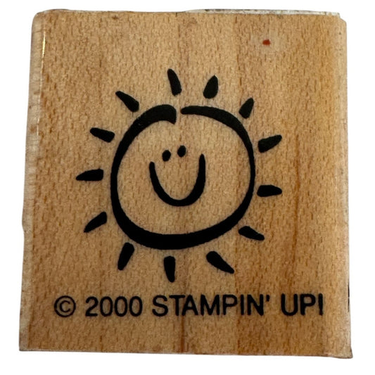 Stampin Up Rubber Stamp Smiley Sun Sunshine Sky Smile Friendship Cardmaking Wood
