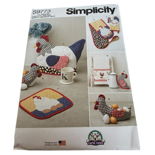 Simplicity Sewing Pattern S9773 Chicken Kitchen Accessories Tea Cozy Dish Towel