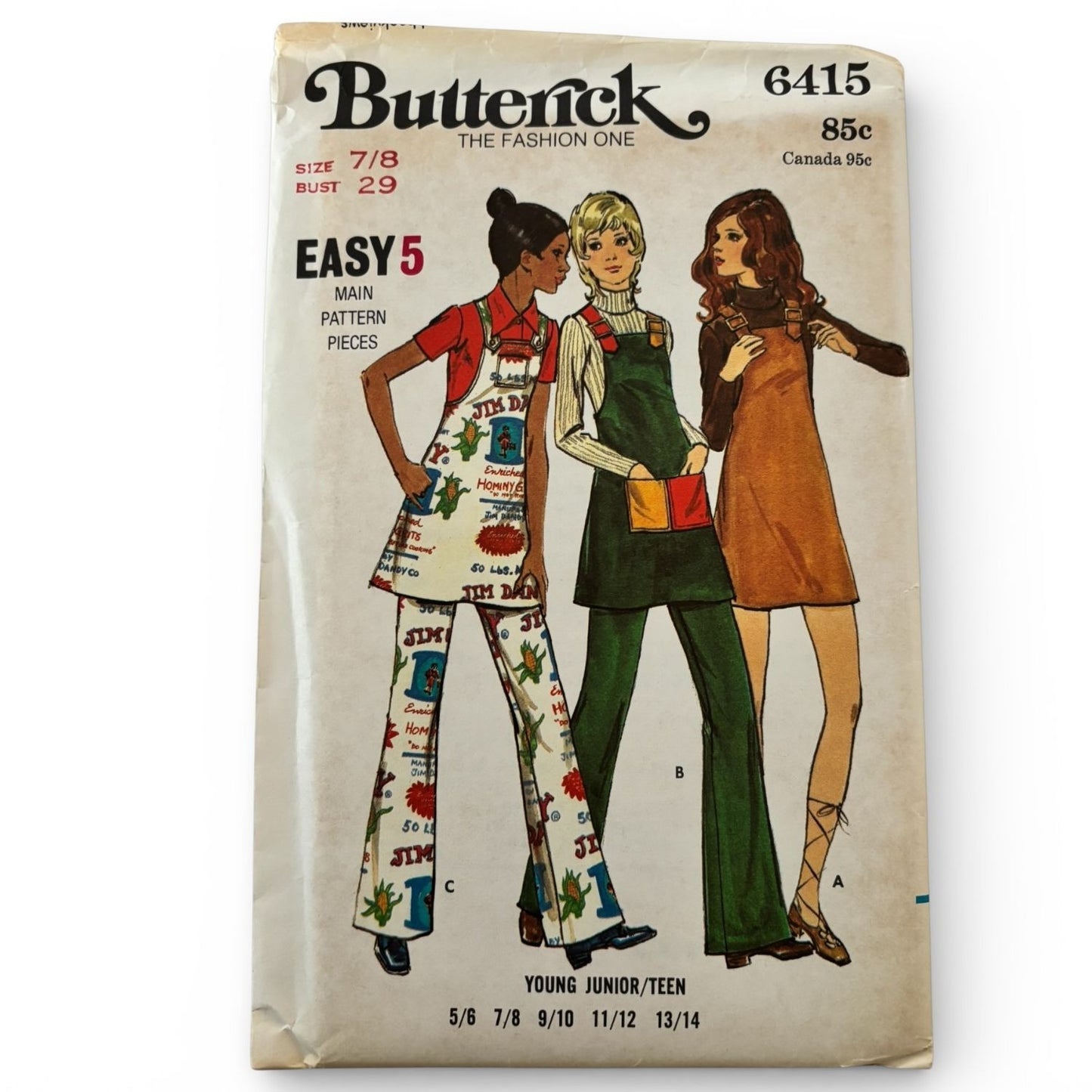 Butterick Sewing Pattern 6415: Young Junior / Teen Jumper and Pants