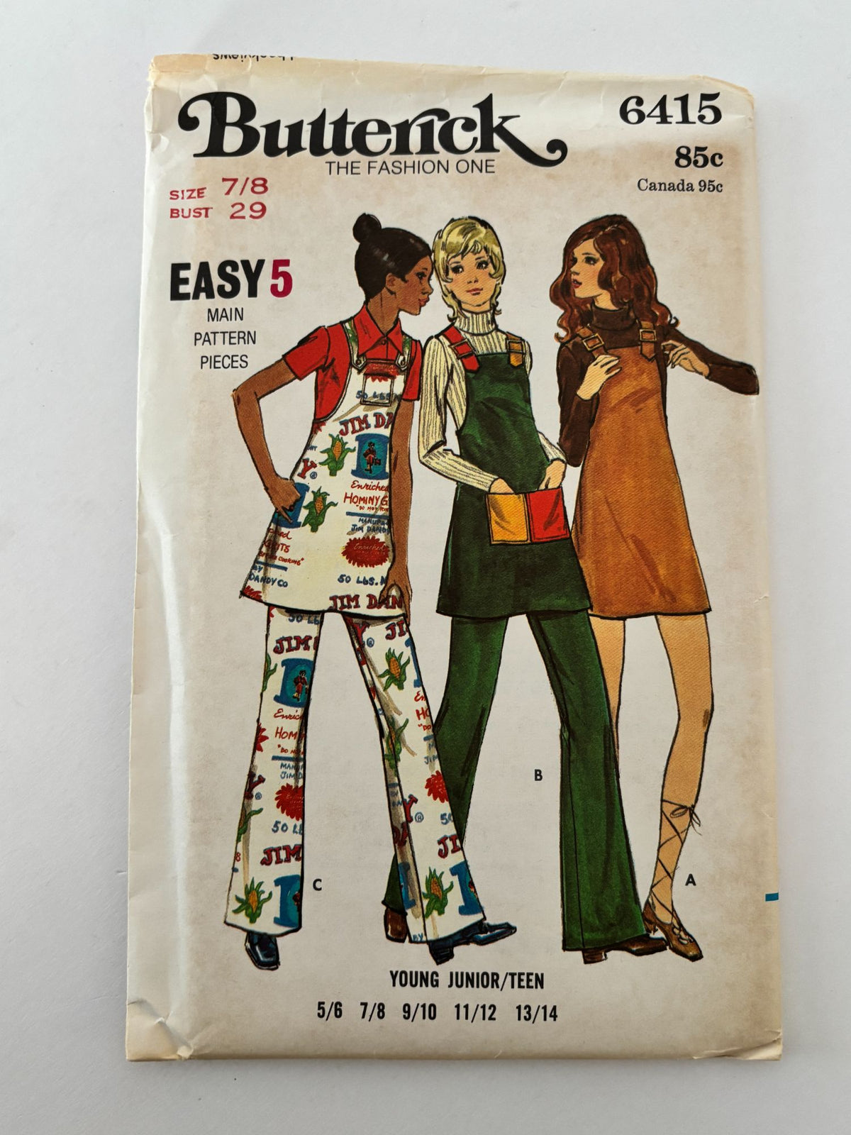 Butterick Sewing Pattern 6415: Young Junior / Teen Jumper and Pants