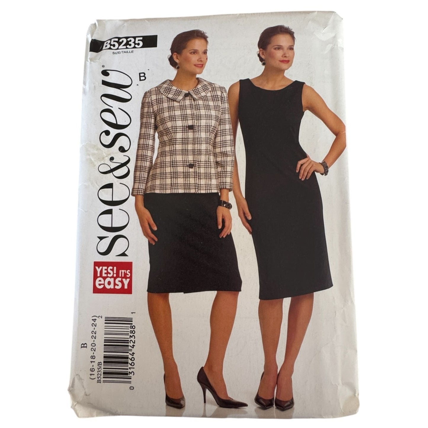 Y2K Corporate Core Sewing Pattern Butterick B5235 Sheath Dress Jacket Suit 16-24 Uncut