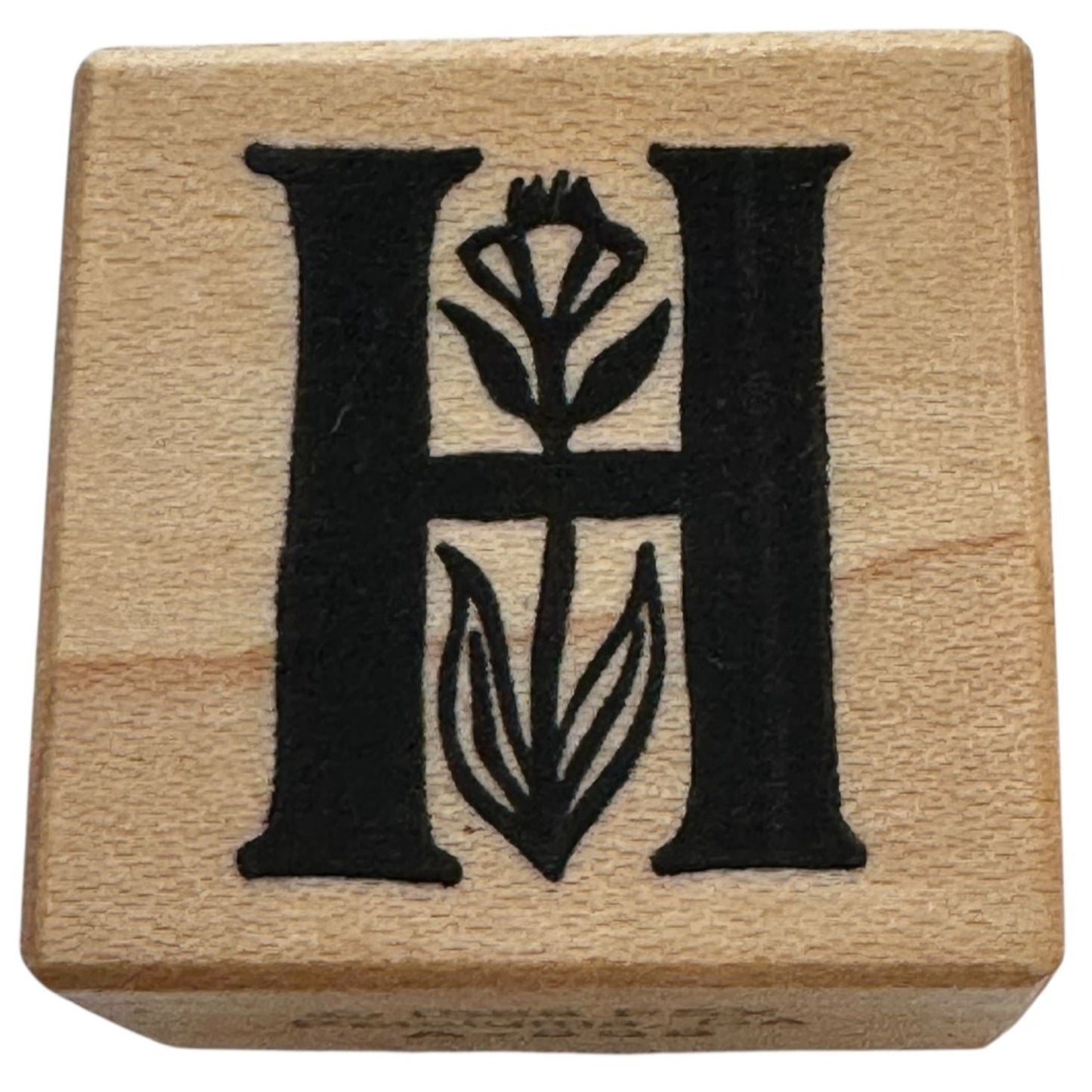 PSX Wooden Rubber Stamp Floral Letter H Card Making Initial Monogram Crafting