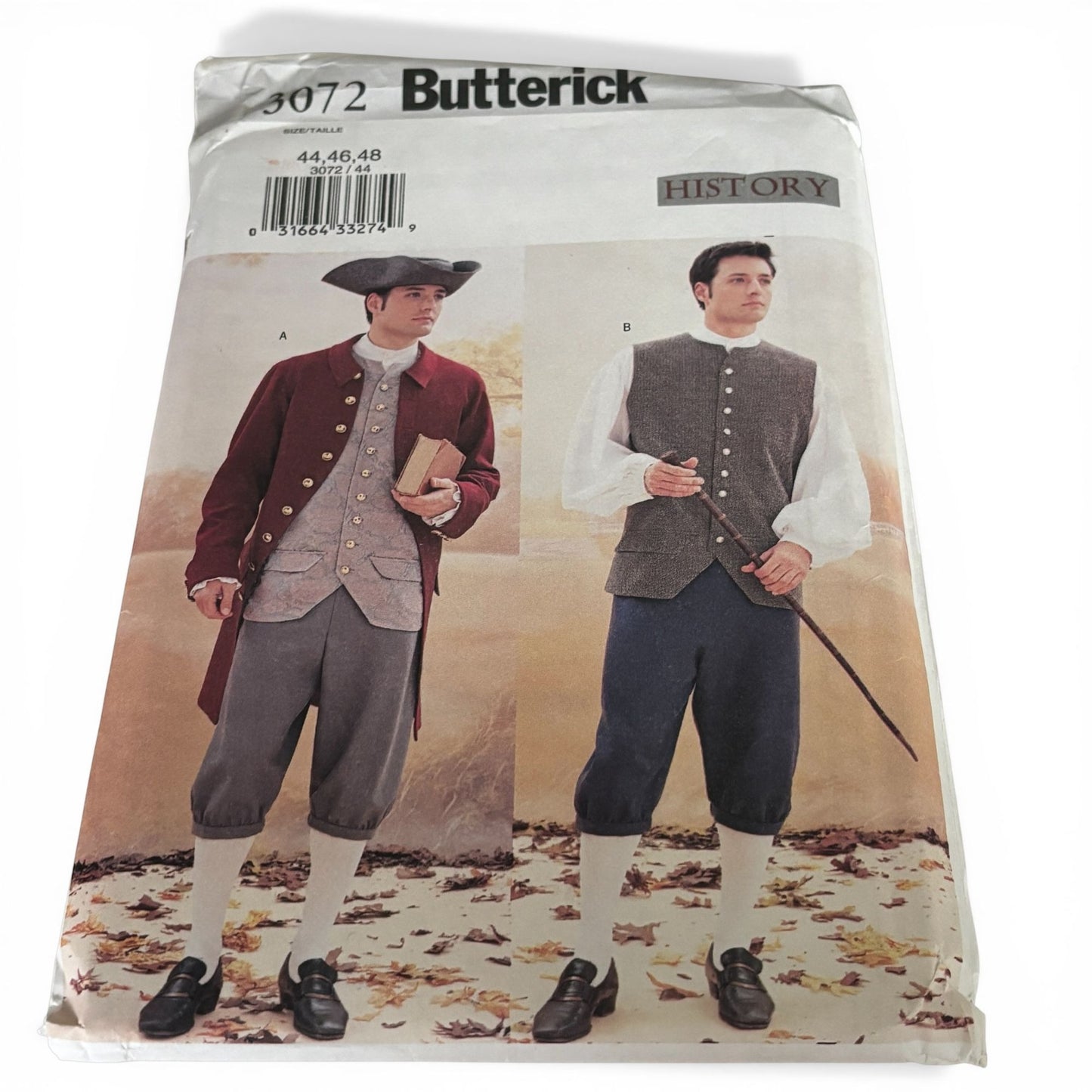 Butterick Sewing Pattern 3072 Mens Colonial Costume American History 44-48 Uncut