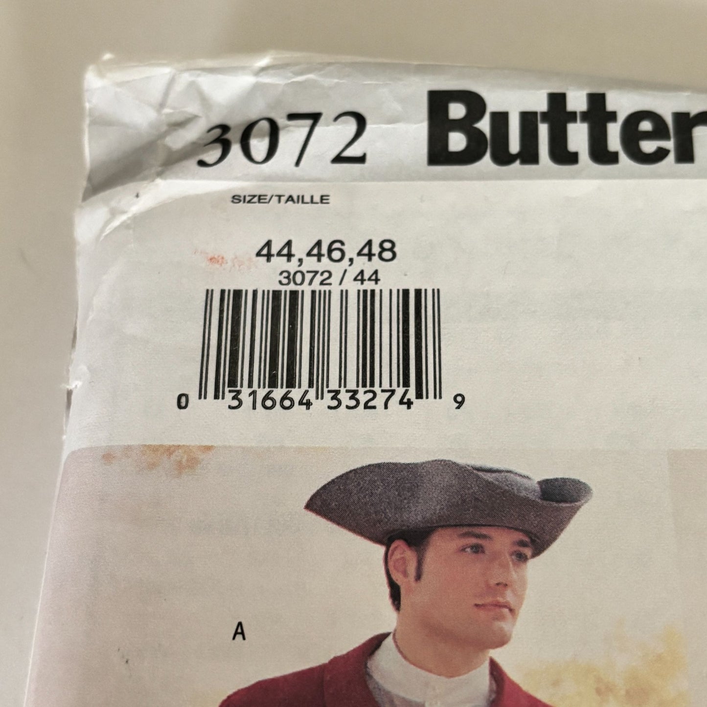 Butterick Sewing Pattern 3072 Mens Colonial Costume American History 44-48 Uncut