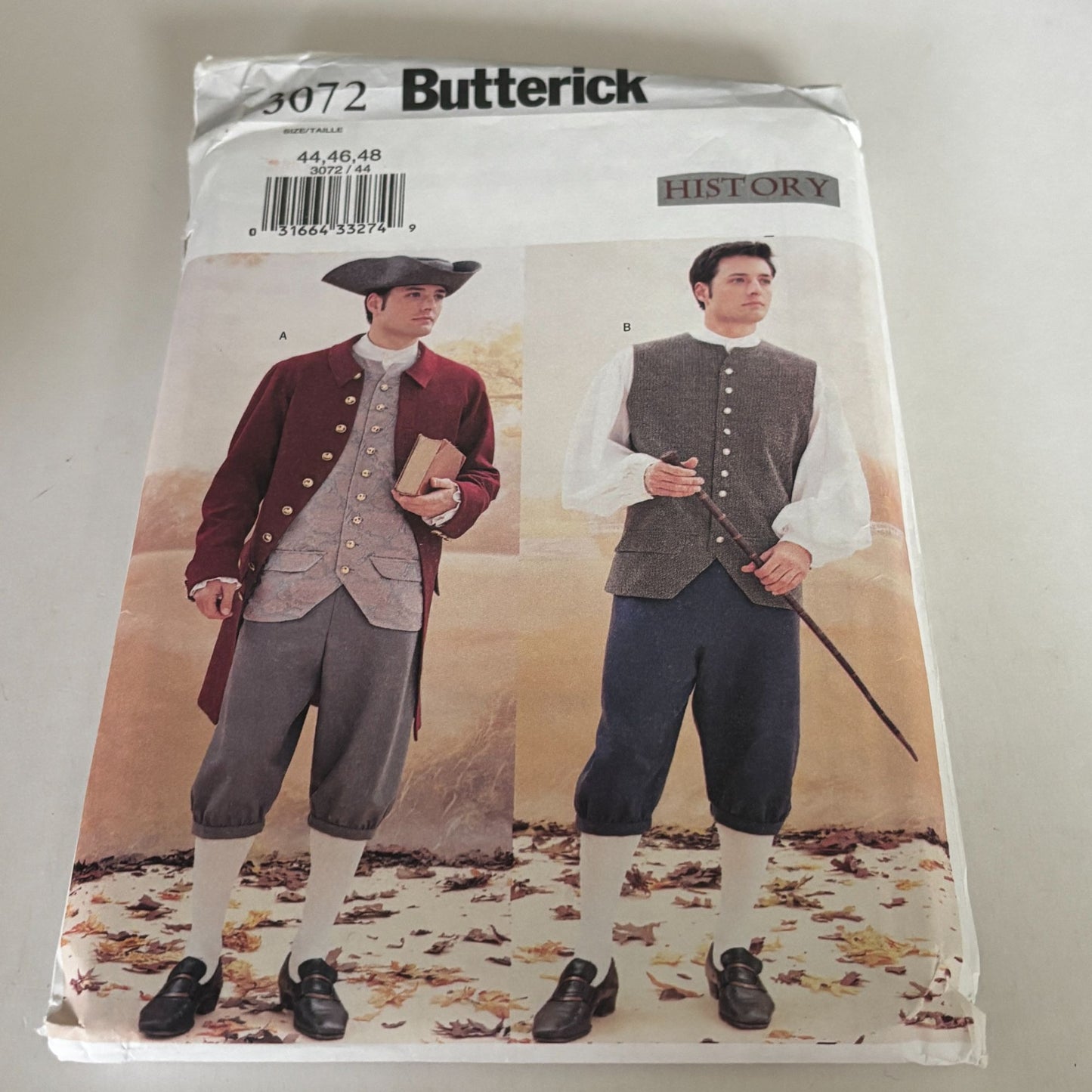 Butterick Sewing Pattern 3072 Mens Colonial Costume American History 44-48 Uncut
