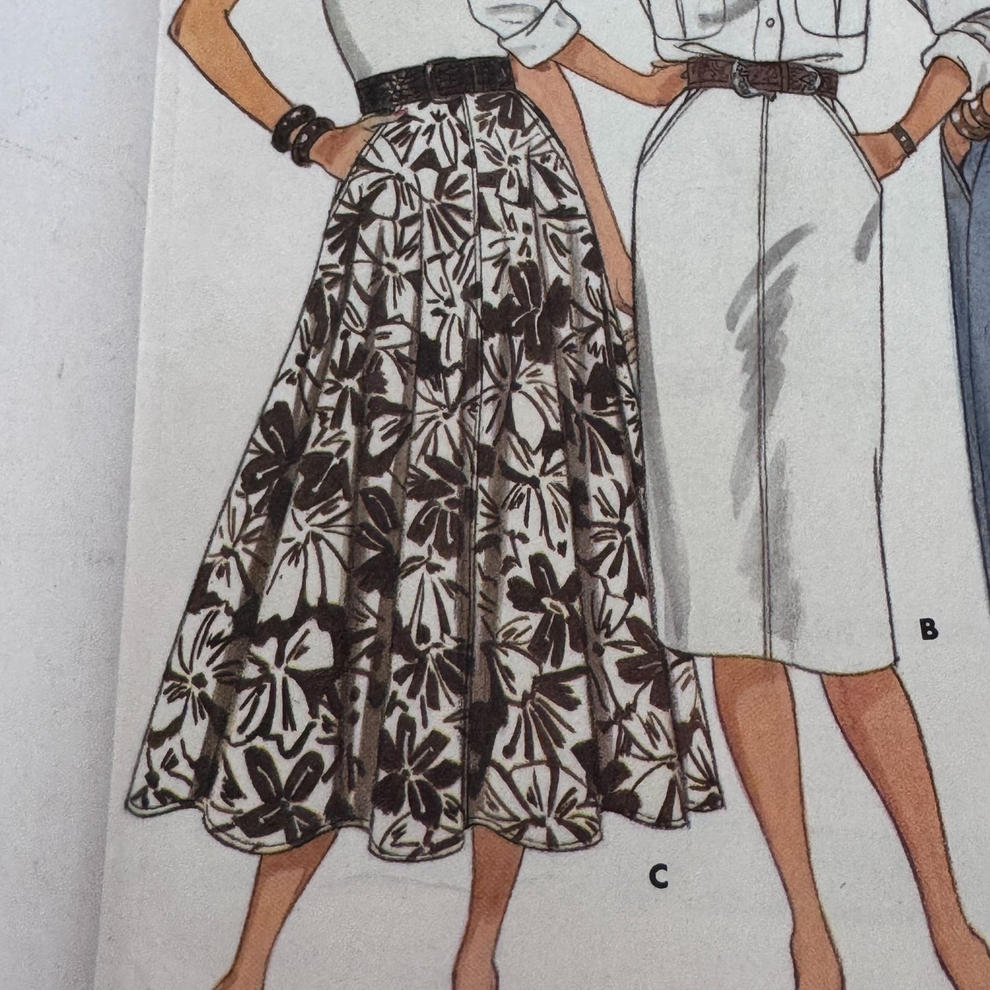 Butterick Sewing Pattern 5677 Midi Flared Straight Skirt Classic 80s Style 8-12 Uncut Vintage