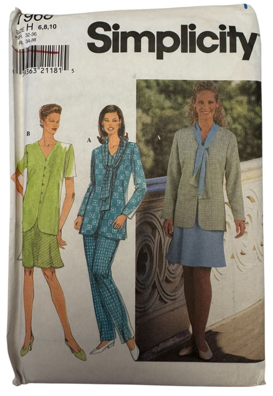 Simplicity Sewing Pattern 7968 Misses Suit Jacket Skirt Pants Scarf  6 8 10 UC