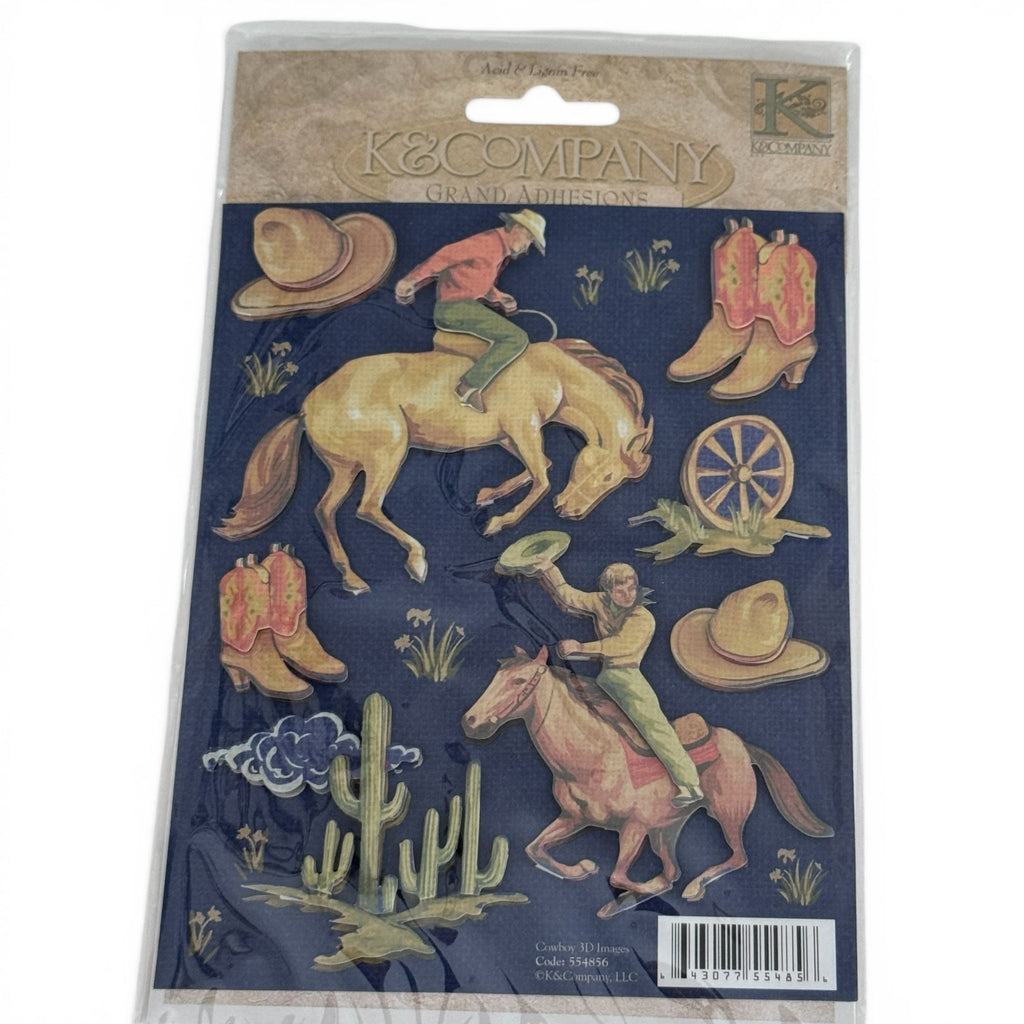 K and Company Cowboy Stickers Western Rodeo Horse Scrapbook 3D Embellishments Boots Hat
