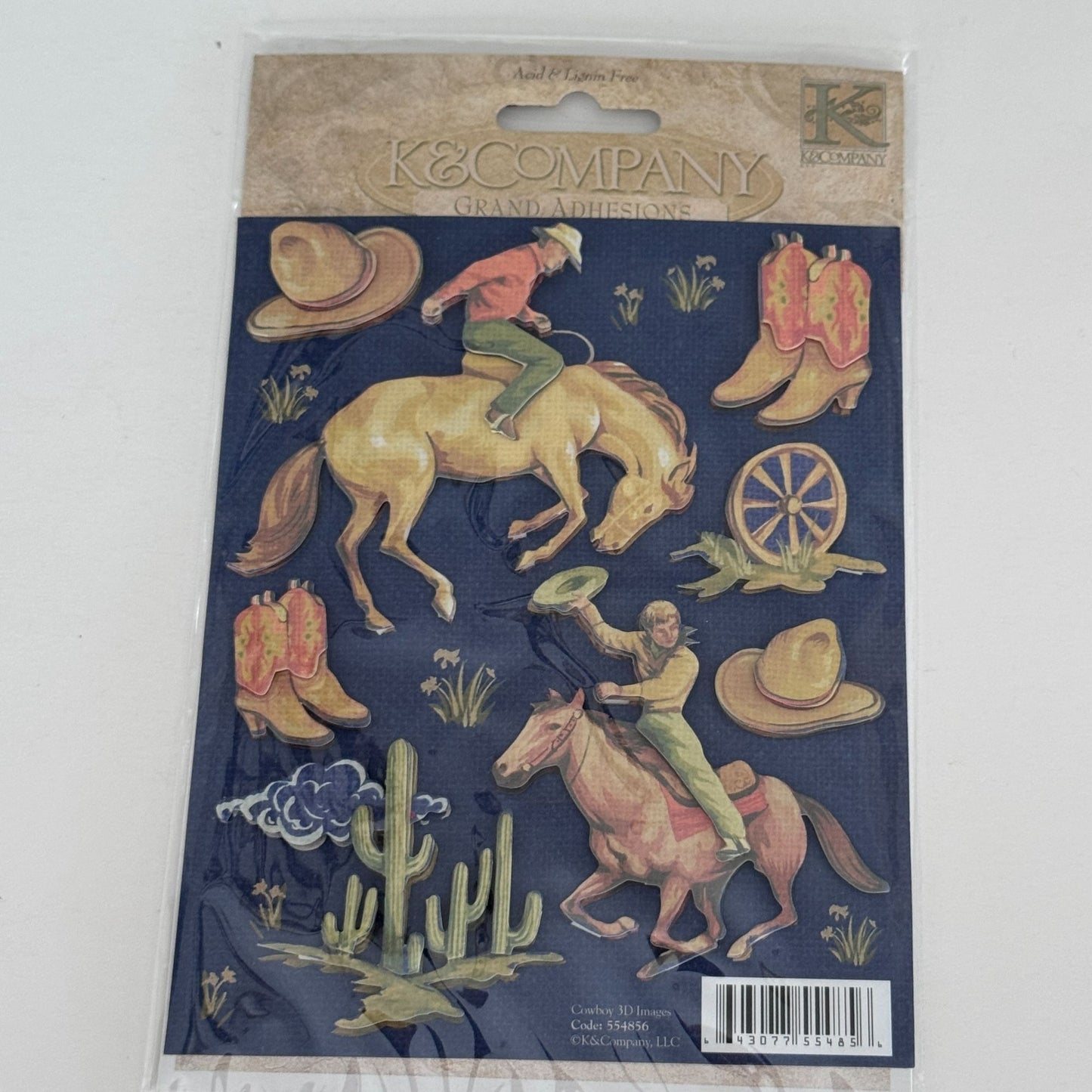 K and Company Cowboy Stickers Western Rodeo Horse Scrapbook 3D Embellishments Boots Hat