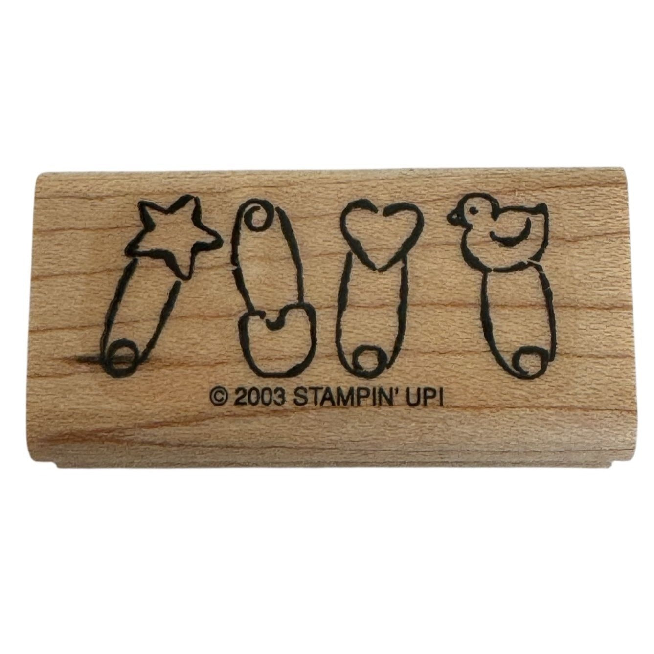 Stampin Up Rubber Stamp Baby Diaper Pin  Border Star Heart Duck Card Making