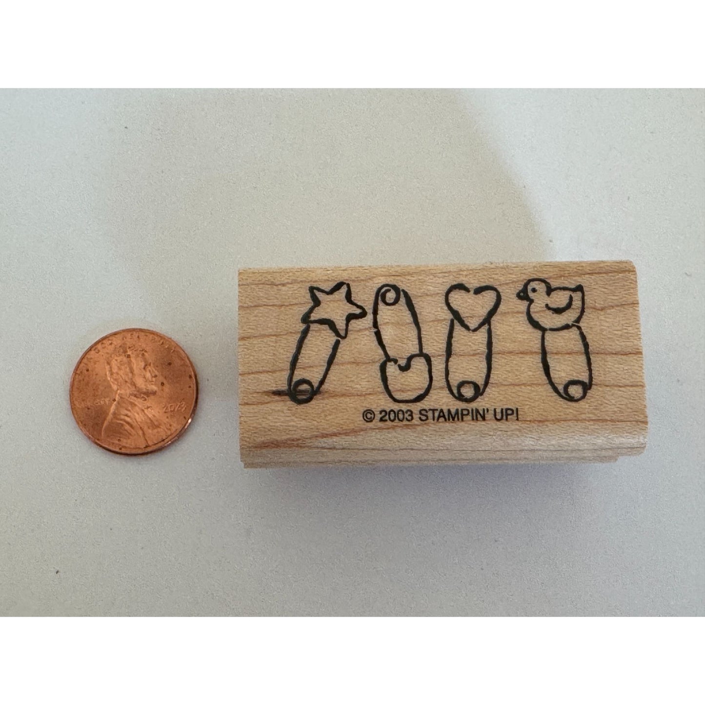 Stampin Up Rubber Stamp Baby Diaper Pin  Border Star Heart Duck Card Making