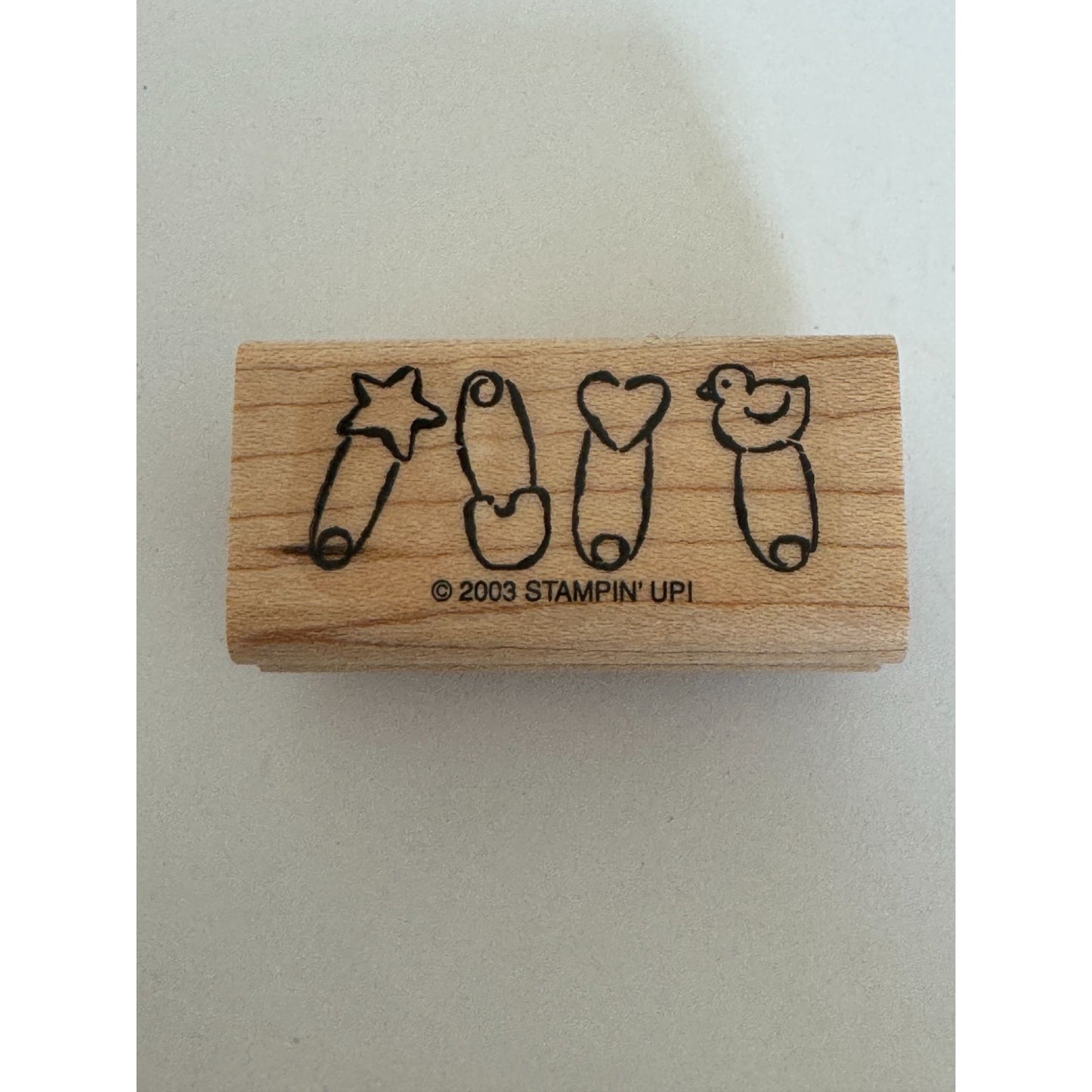 Stampin Up Rubber Stamp Baby Diaper Pin  Border Star Heart Duck Card Making