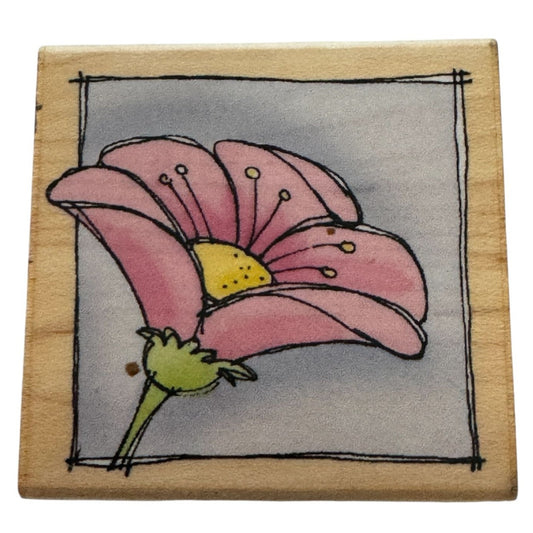Hero Arts Rubber Stamp Single Blossom II Poppy Flower Square Garden Cardmaking