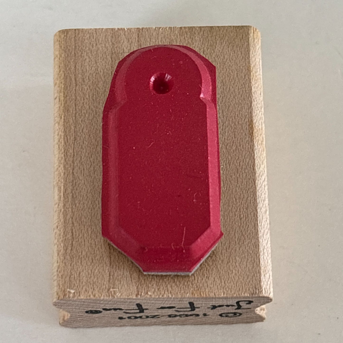 Just for Fun Rubber Stamp Gift Tag Label Shape Cardmaking Scrapbooking Small Craft Wooden