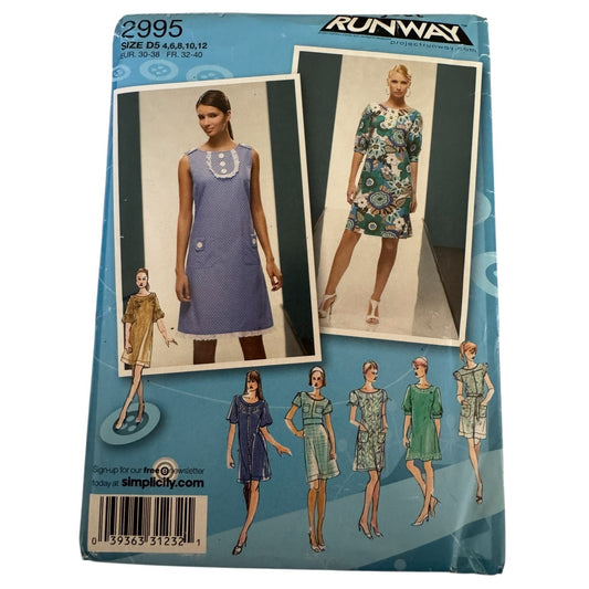 Simplicity Sewing Pattern 2995 Mod Shift Dress Retro Modern Project Runway 4-12