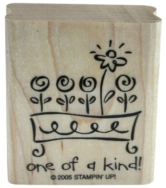 Stampin Up Rubber Stamp One Of A Kind Flower Box Card Making Craft Wood Mounted