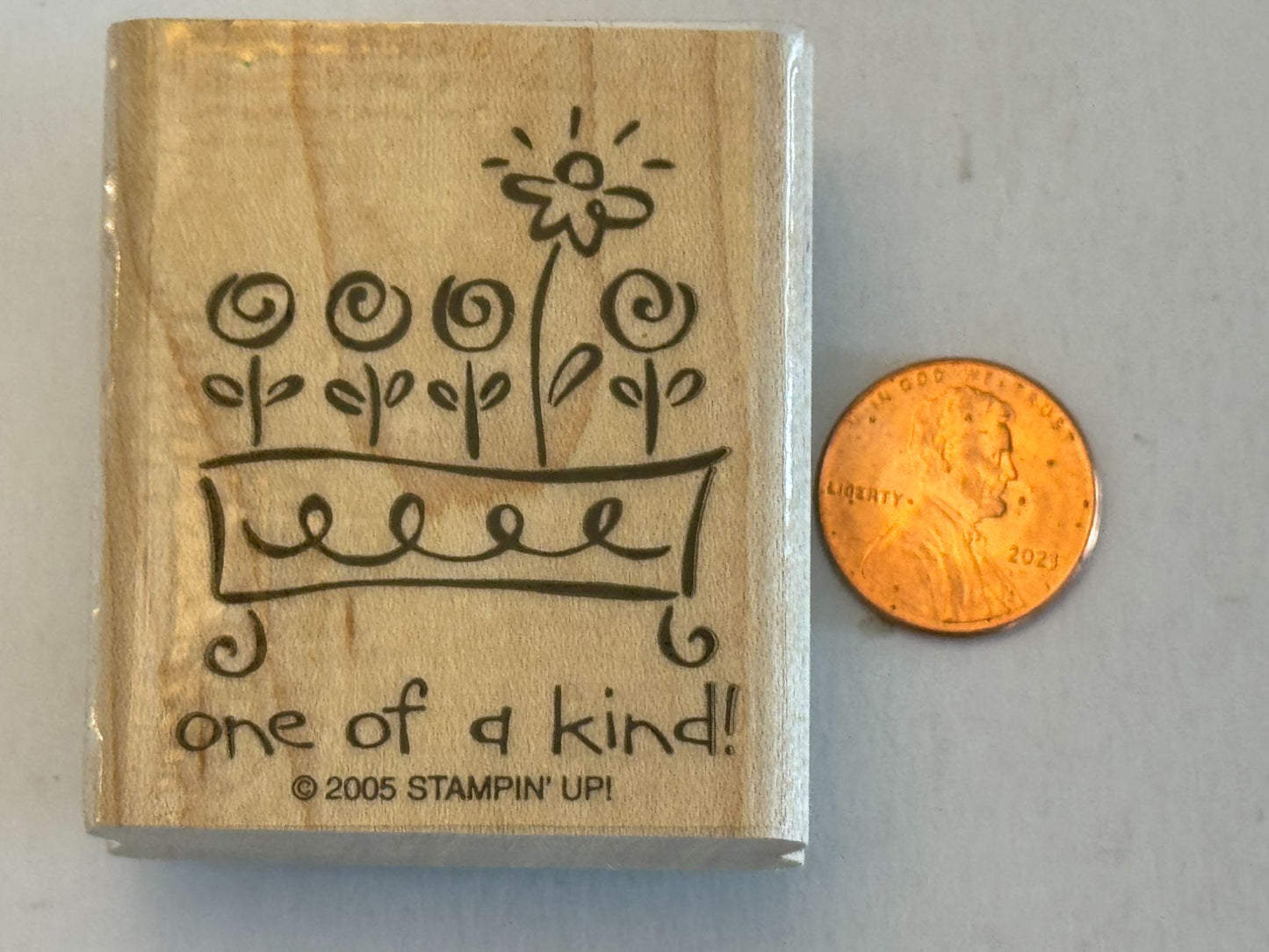 Stampin Up Rubber Stamp One Of A Kind Flower Box Card Making Craft Wood Mounted