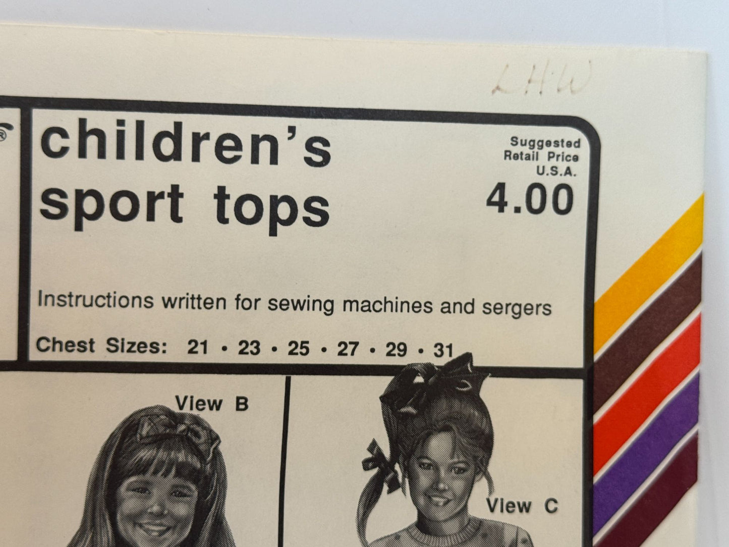 Stretch and Sew Sewing Pattern 968 Childrens Sport Tops Shirts Boys Girls 1980s