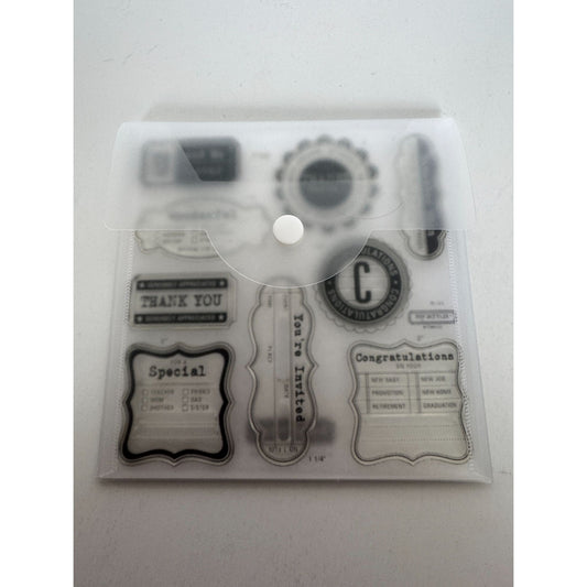 CTMH My Acrylix Acrylic Stamp Set Tags Congratulations Sentiments Words D1496