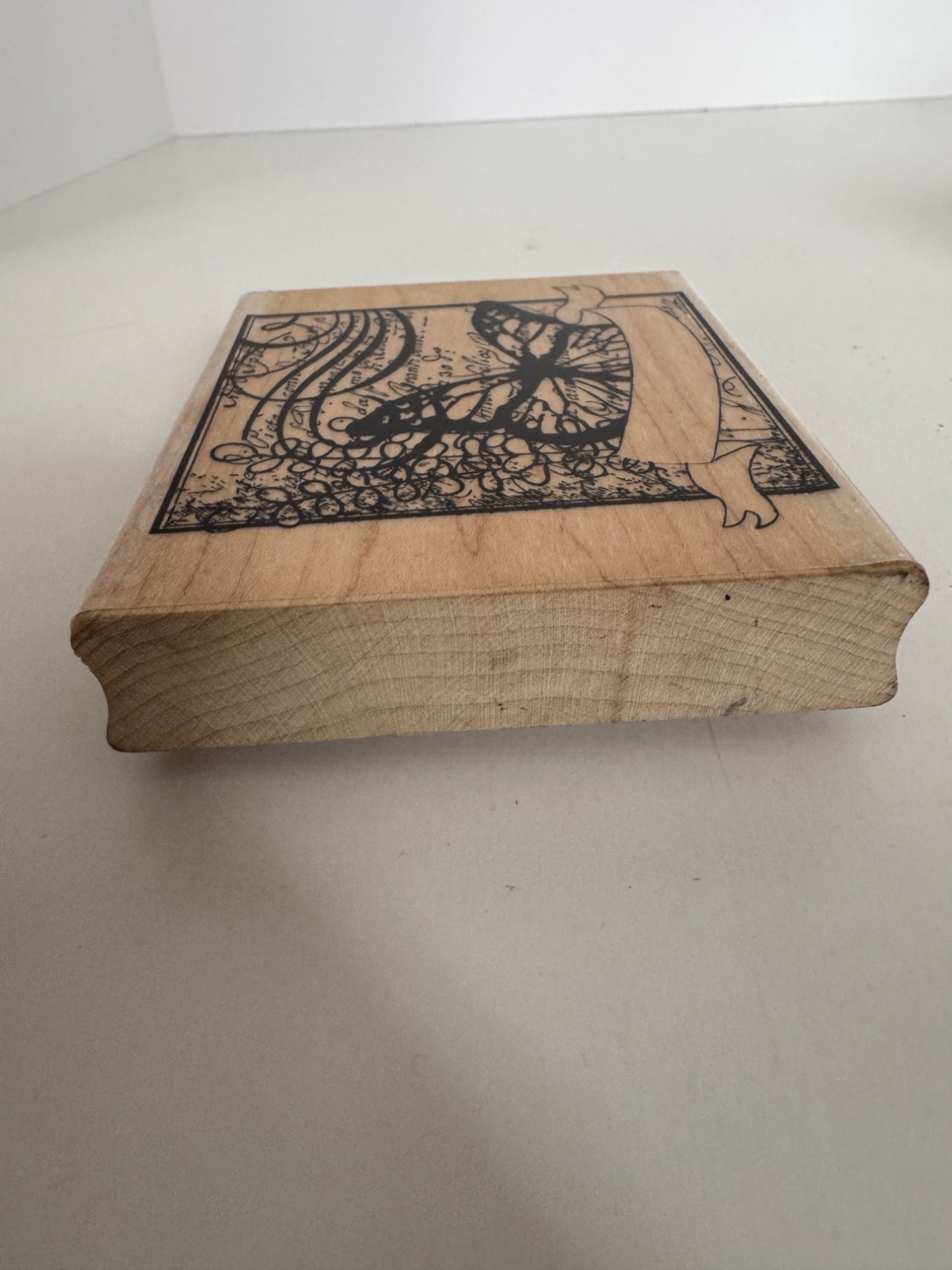 Hampton Art Rubber Stamp Butterfly Banner Card Making Square Large Paper Craft