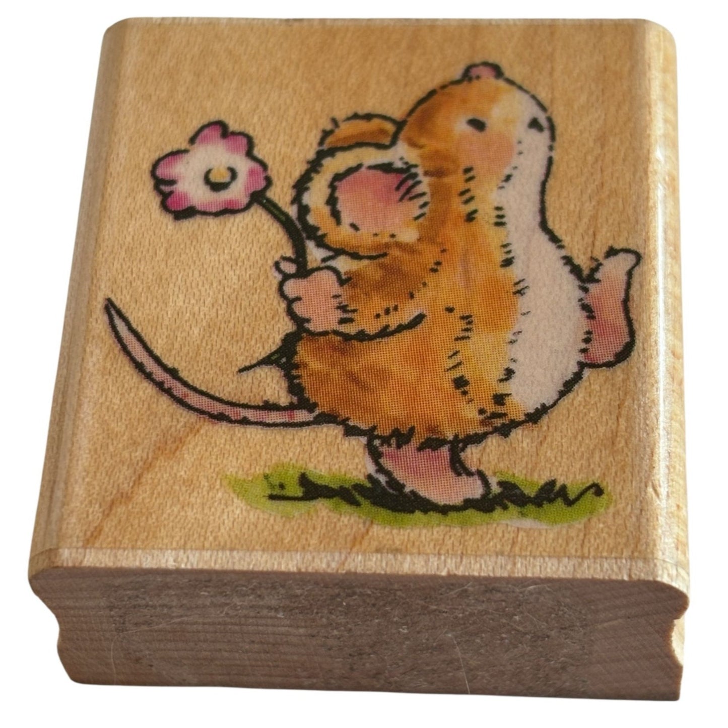 Penny Black Rubber Stamp Marching Mouse Flower Behind Back Love Card Making