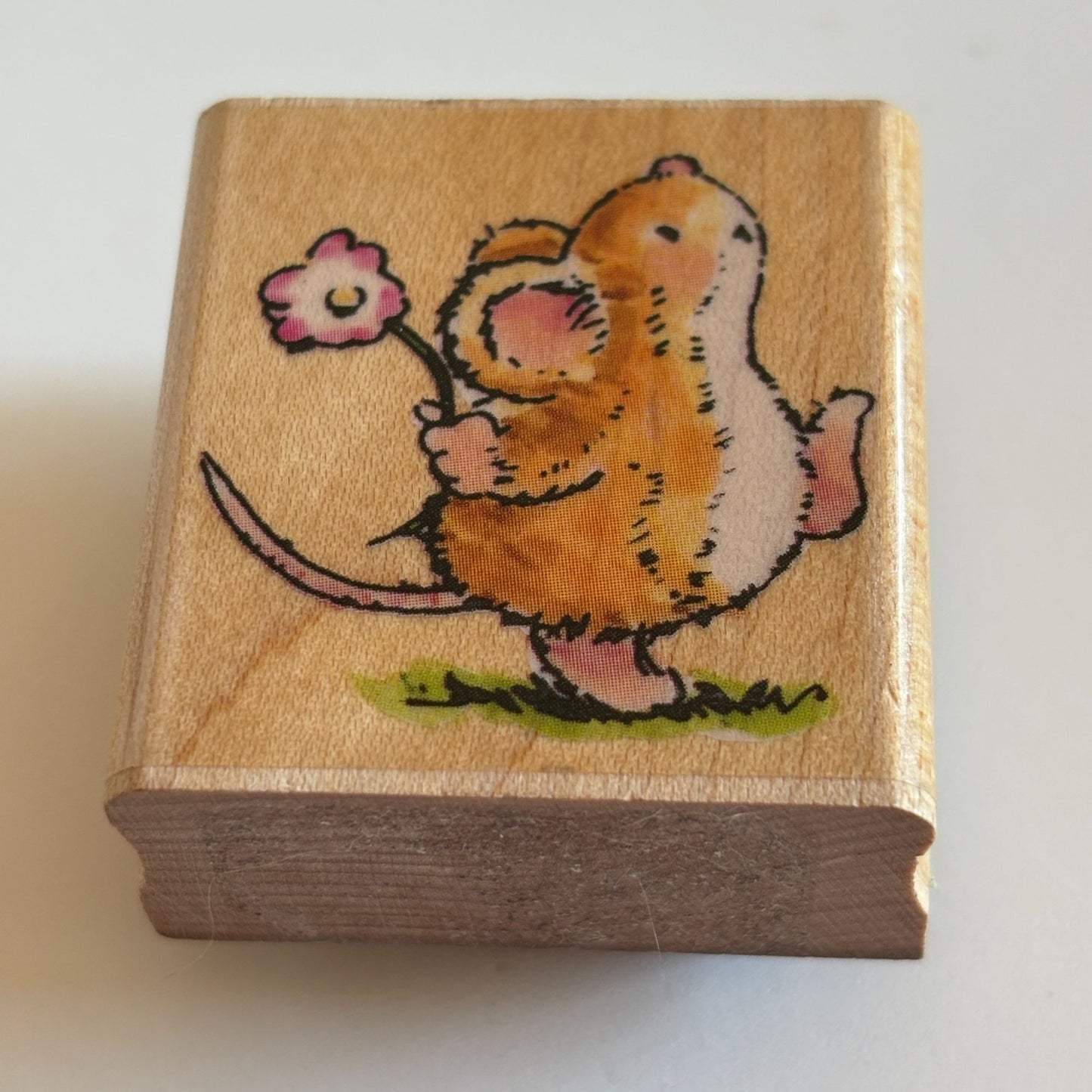 Penny Black Rubber Stamp Marching Mouse Flower Behind Back Love Card Making