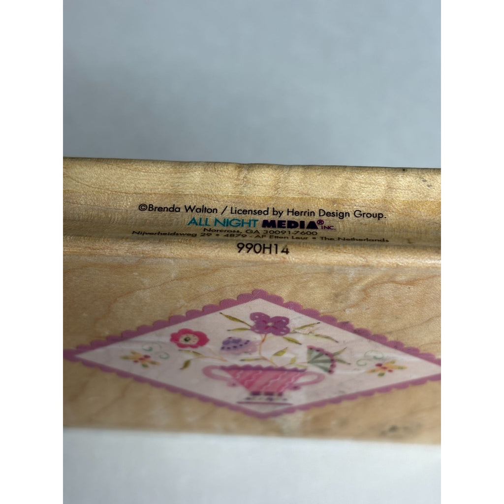 All Night Media Rubber Stamp Flower Vase Diamond Flowers Card Making Butterfly