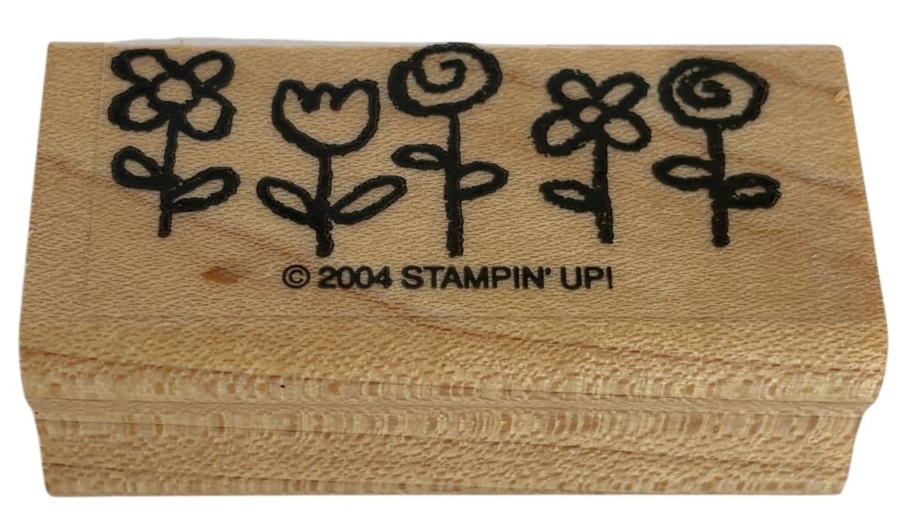 Stampin Up Rubber Stamp Flower Row Spring Nature Growing Edge Maker Border