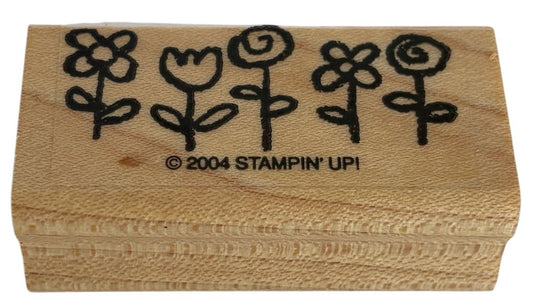 Stampin Up Rubber Stamp Flower Row Spring Nature Growing Edge Maker Border