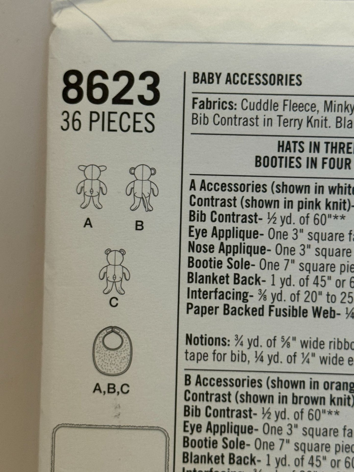 Simplicity Sewing Pattern 8623 Baby Hats Booties Fleece Blanket Monkey Lamb Bear