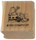 Stampin Up Rubber Stamp Beach Bucket Shells Star Fish Small Vacation Summer Tiny