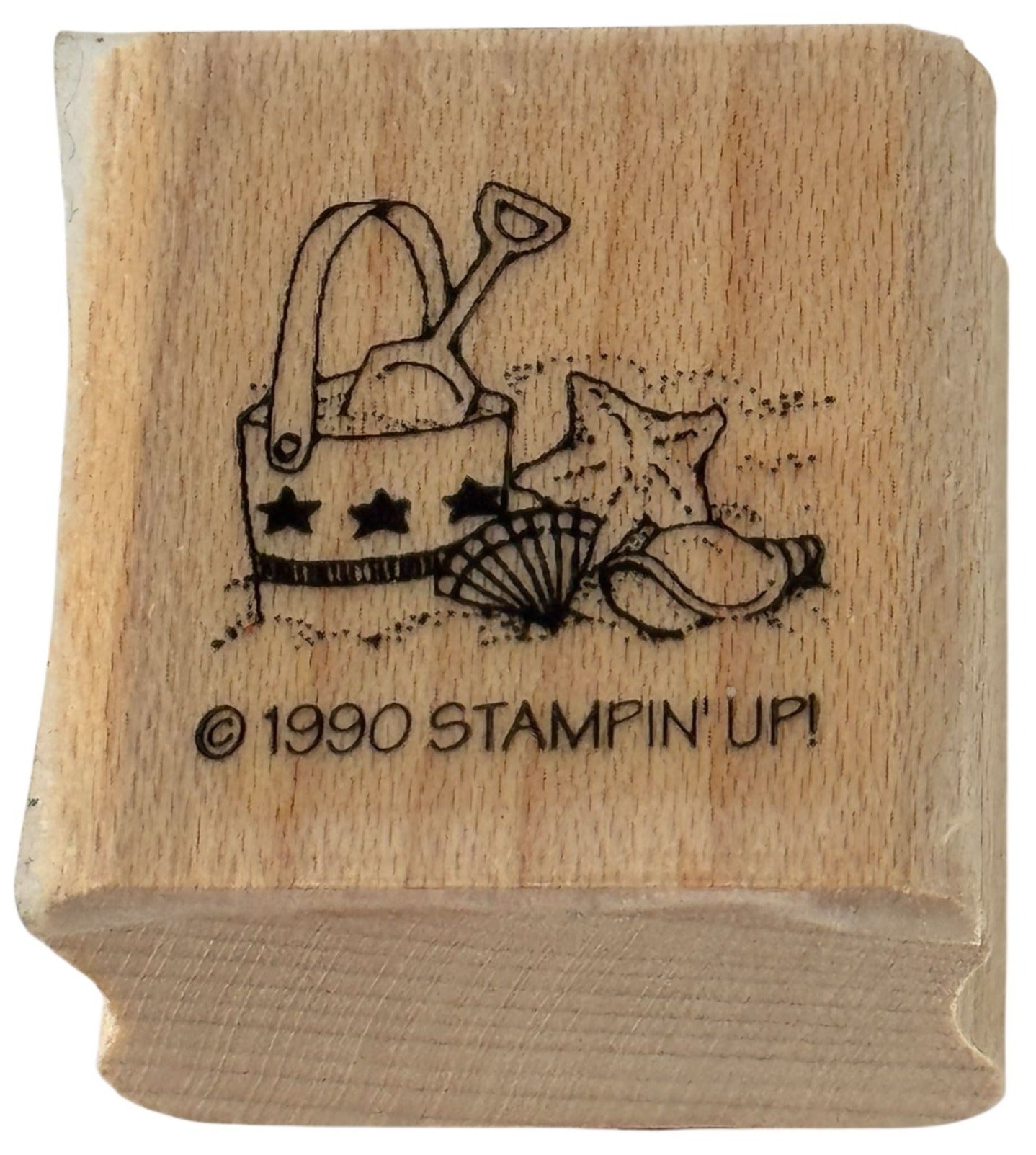 Stampin Up Rubber Stamp Beach Bucket Shells Star Fish Small Vacation Summer Tiny