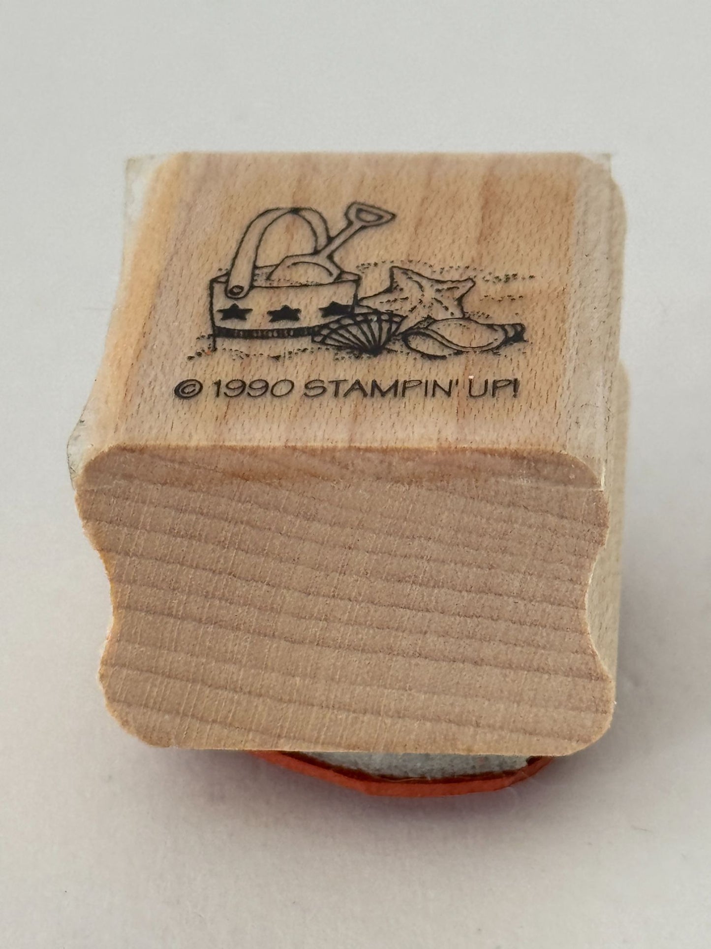 Stampin Up Rubber Stamp Beach Bucket Shells Star Fish Small Vacation Summer Tiny