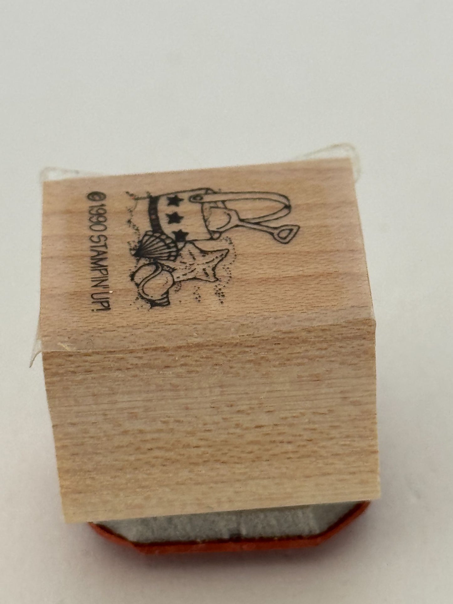 Stampin Up Rubber Stamp Beach Bucket Shells Star Fish Small Vacation Summer Tiny