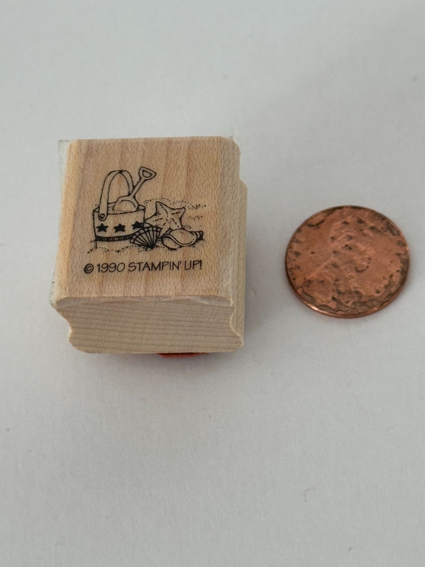 Stampin Up Rubber Stamp Beach Bucket Shells Star Fish Small Vacation Summer Tiny