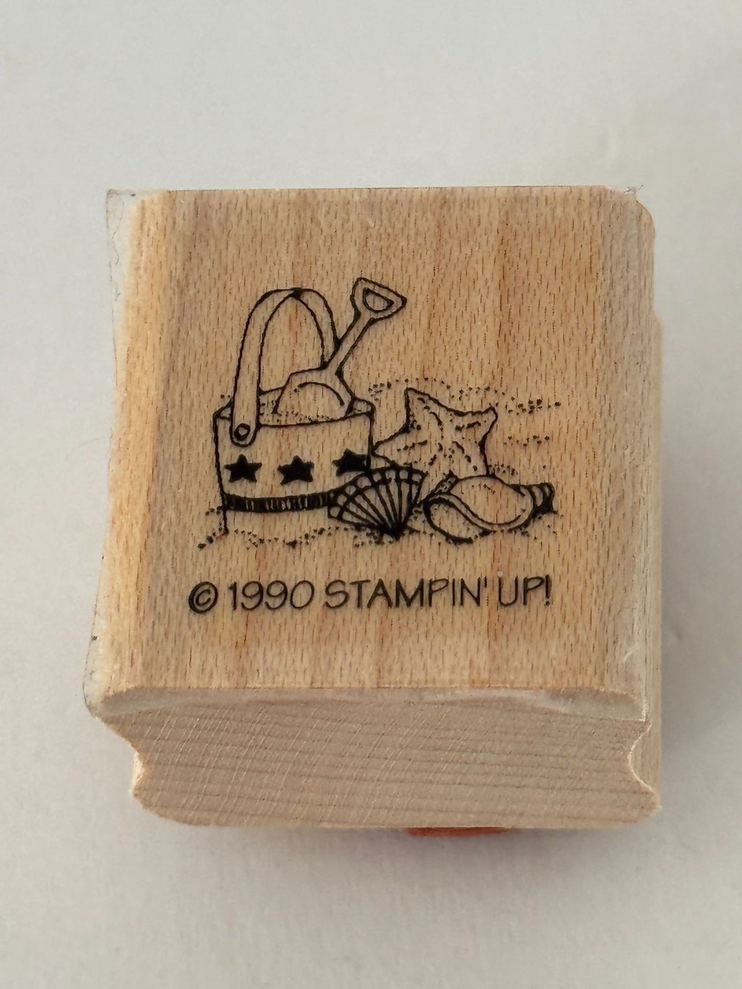 Stampin Up Rubber Stamp Beach Bucket Shells Star Fish Small Vacation Summer Tiny