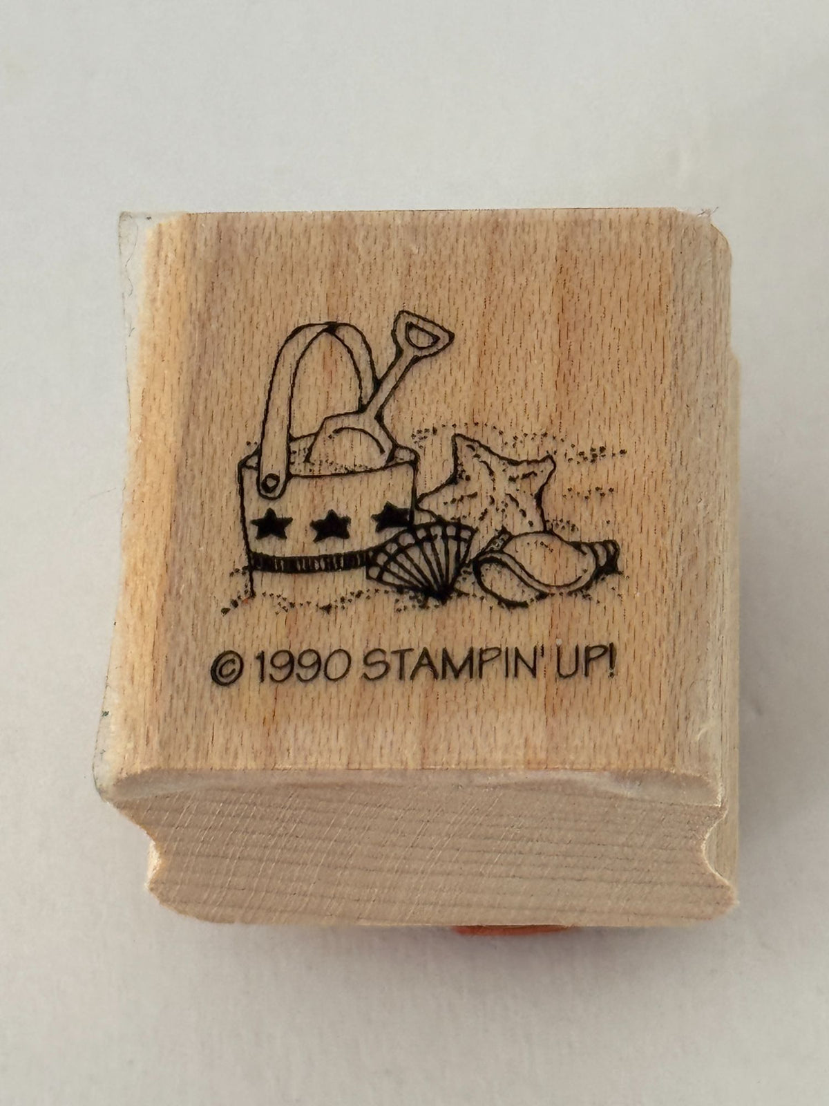 Stampin Up Rubber Stamp Beach Bucket Shells Star Fish Small Vacation Summer Tiny