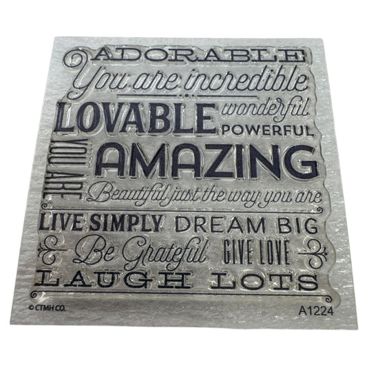 CTMH My Acrylix Acrylic Stamp A1224 Just The Way You Are Words Adorable Lovable