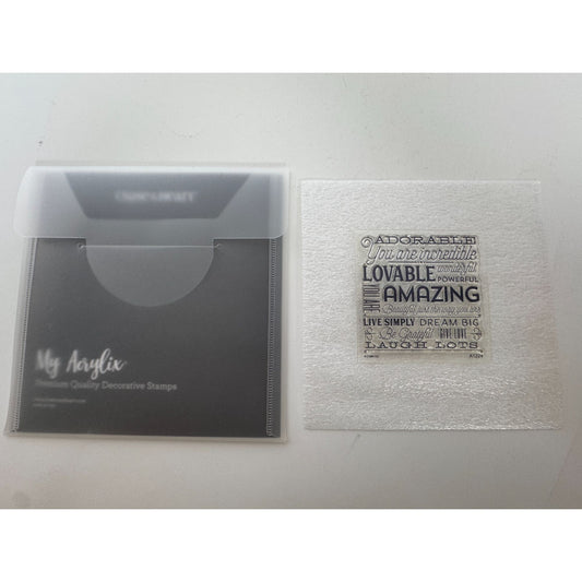 CTMH My Acrylix Acrylic Stamp A1224 Just The Way You Are Words Adorable Lovable