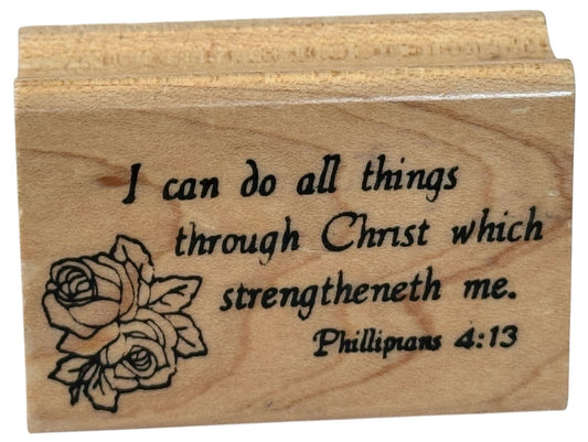 Embossing Arts Rubber Stamp Philippians Bible Quote Christ Strengthens Me Words