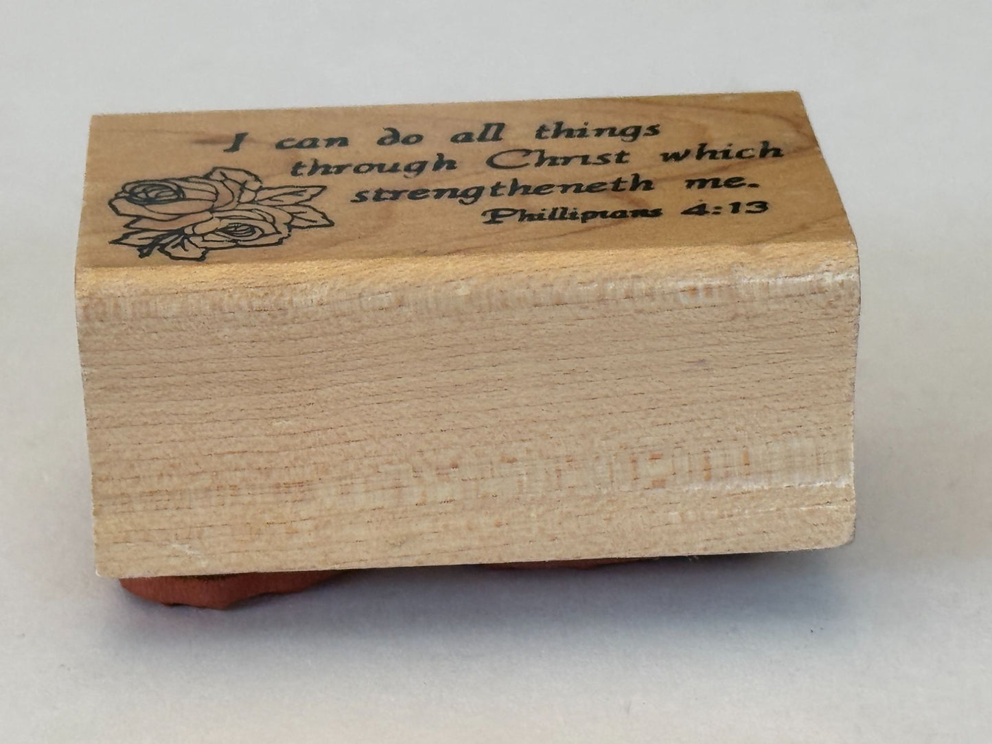 Embossing Arts Rubber Stamp Philippians Bible Quote Christ Strengthens Me Words