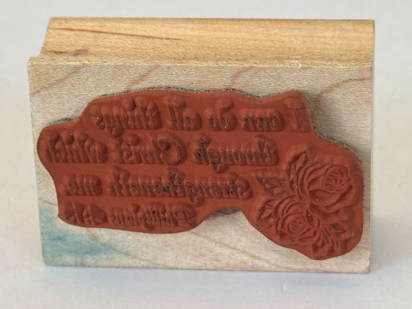 Embossing Arts Rubber Stamp Philippians Bible Quote Christ Strengthens Me Words