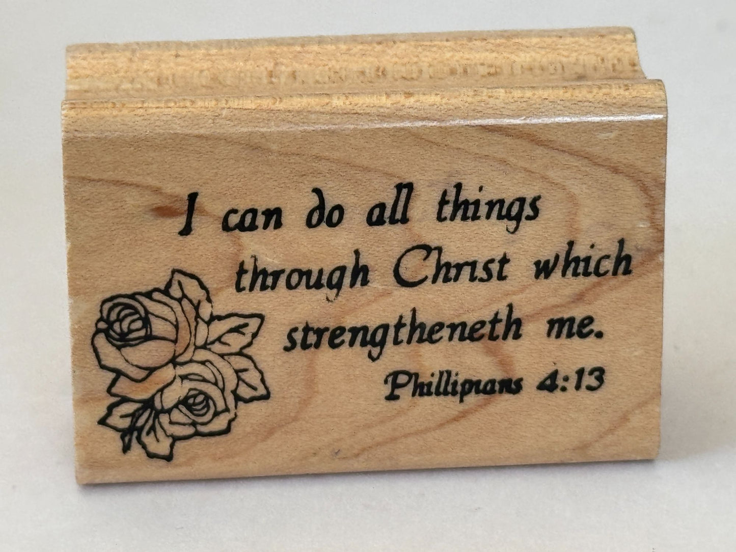 Embossing Arts Rubber Stamp Philippians Bible Quote Christ Strengthens Me Words