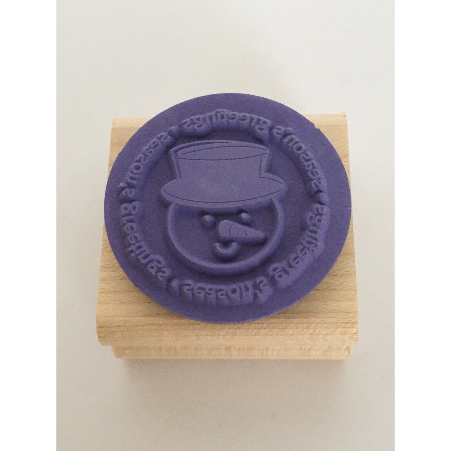 Stampin Up Rubber Stamp Seasons Greetings Snowman Circle Christmas Card Making